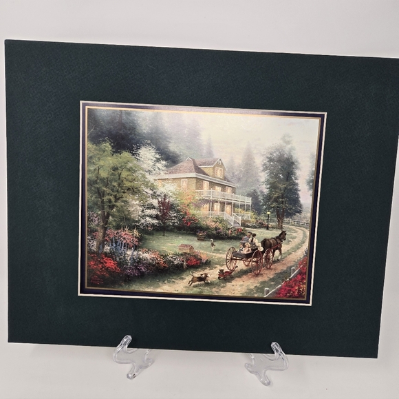 VINTAGE THOMAS KINKADE MATTED COLLECTOR'S PRINT SUNDAY AT APPLE HILL FARMHOUSE - Picture 3 of 14
